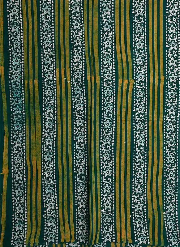 Evergreen Batik-Dyed Curtain with Printed Stripes