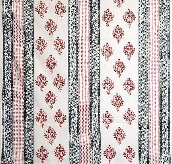 Snow-White Curtain with Floral Printed