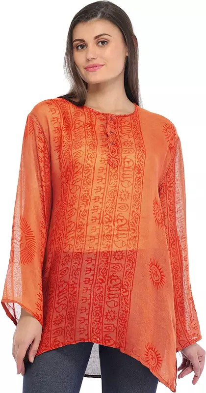 Sanatan Dharma Kurti Top with Printed Religious Motifs