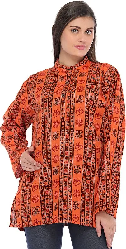 Sanatan Dharma Kurti Top with Printed Religious Motifs