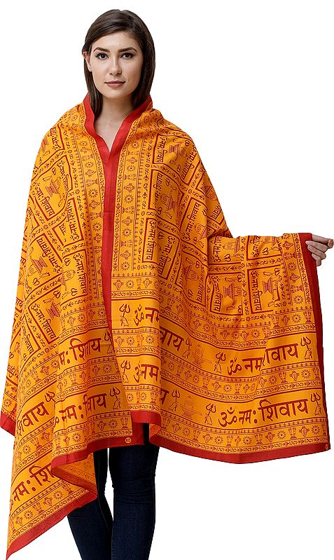 Om Namah Shivay Prayer Shawl with Printed Shiv-Ling and Holy Trident