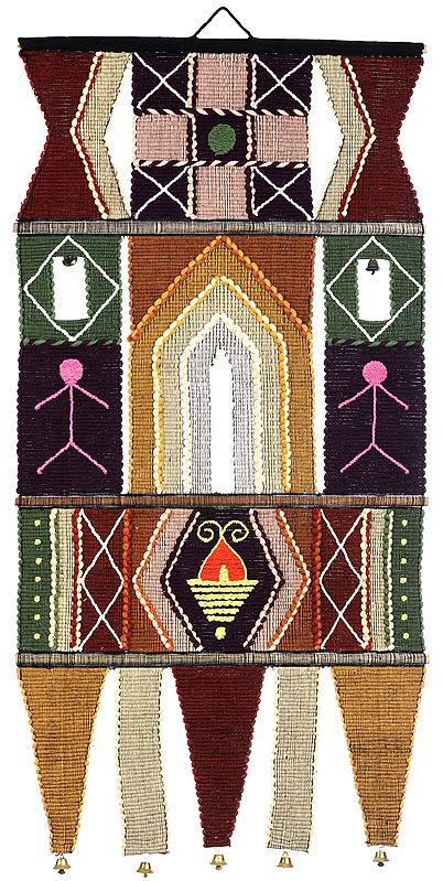 Handloom Wall-Hanging from Maharashtra with Multicolor Thread Embroidery All-Over