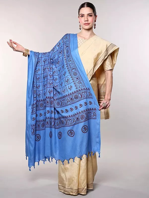 Hindu Dharma Prayer Shawl with Printed Om