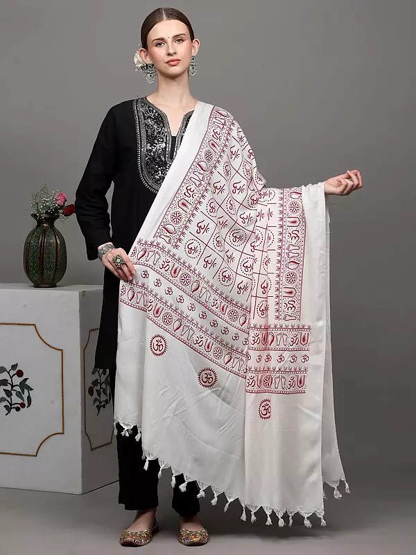 Hindu Dharma Prayer Shawl with Printed Om