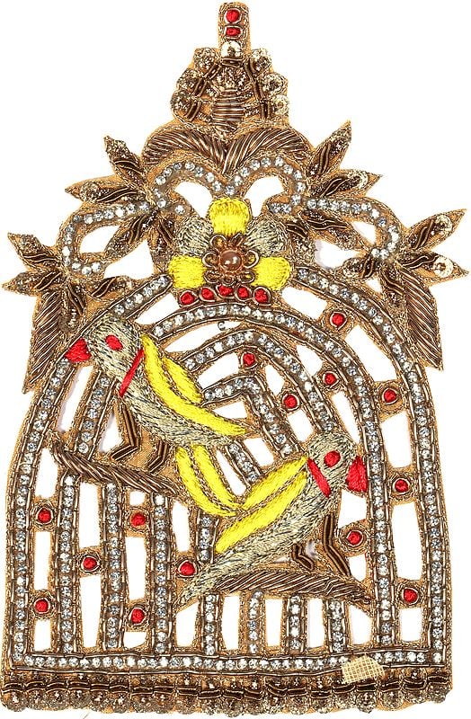 Designer Zardozi Parrot Cage Patch with Crystals and Sequins