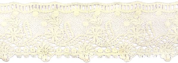 Ivory Floral Crochet Border with Cut-work