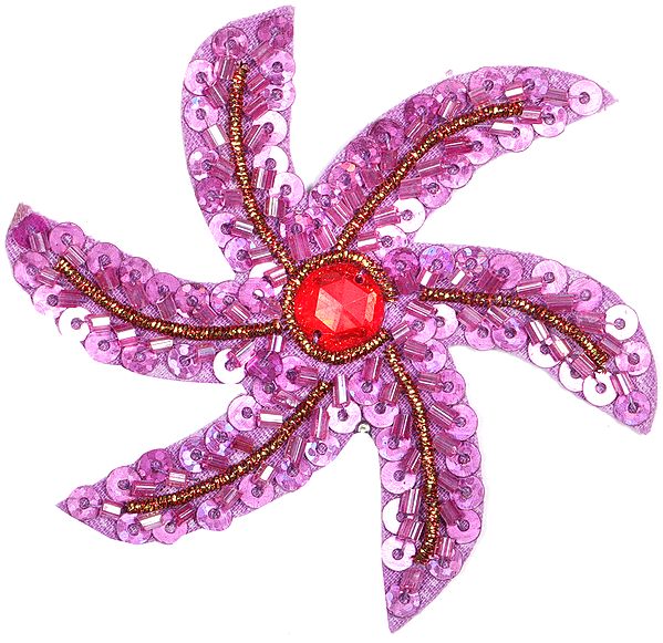Set of Two Floral Patch with Embellished Sequins and Beads