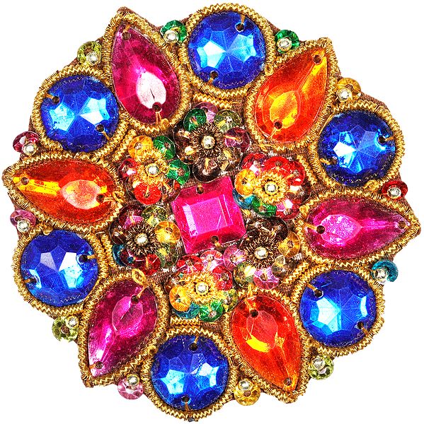 Multicoloured Stones Embellished Floral Patch