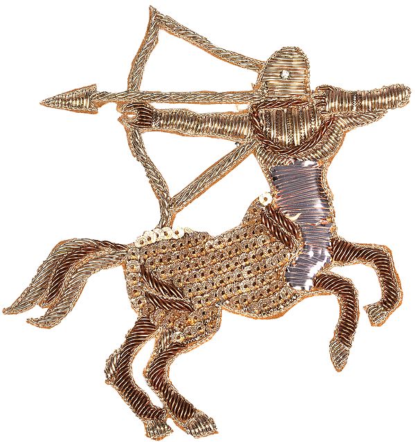 Zari-Embroidered Sagittarius Patch with Sequins