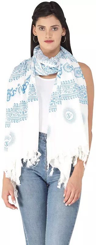 Hindu Prayer Shawl with Printed Sri Ram Jai Ram Jai Jai Ram Mantra