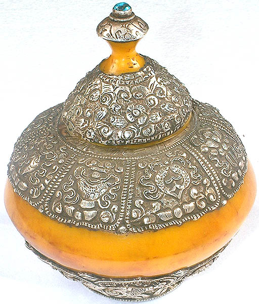 Amber Dust Ritual Bowl with Ashtamangala