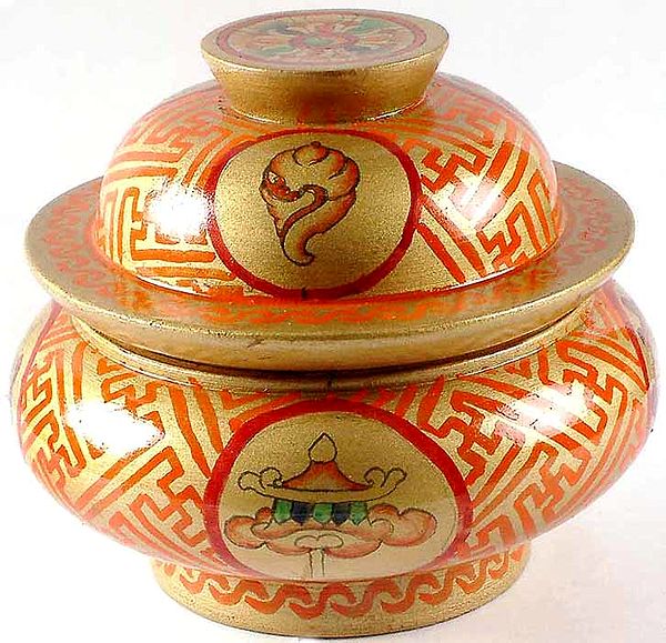 Buddhist Ritual Bowl with the Ten Auspicious Symbols (Ashtamangala)