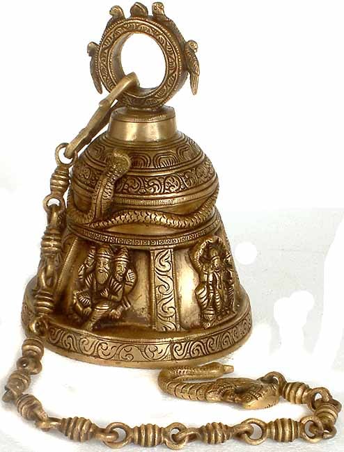 Hanging Temple Bell with Hindu Deities