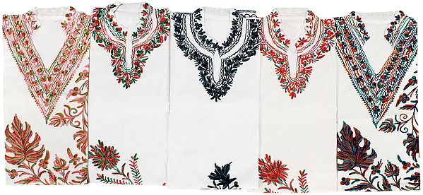 Lot of Five Tops with Kashmiri Embroidery by Hand
