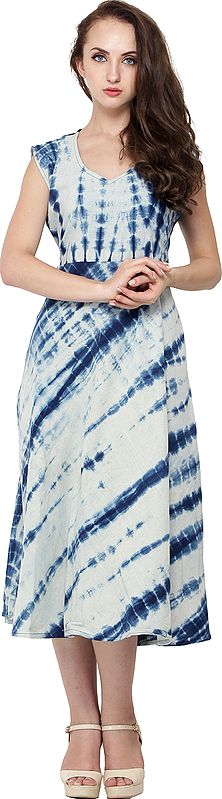 Sterling-Blue Batik Dyed Dress with Dori on Back