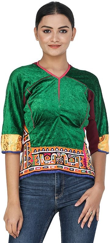 Lush-Meadow Backless Choli from Kutch with Embroidery and Mirrors