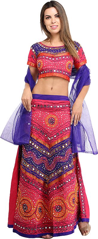 Lehenga Choli from Rajasthan with All-Over Embroidery and Sequins