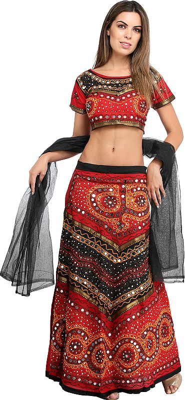 Lehenga Choli from Rajasthan with Thread Work and Sequins