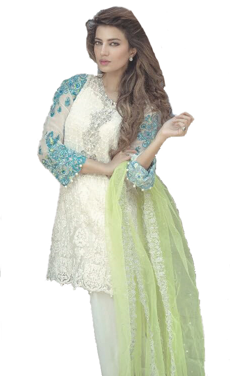 Off-White Parallel Salwar Suit with All-over Embroidery and Embellished Pearls