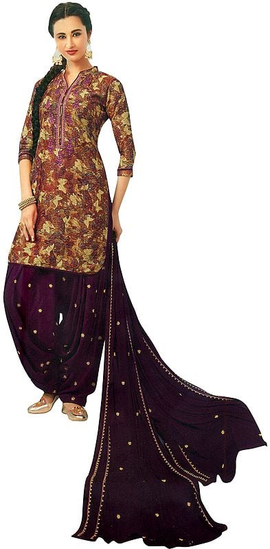 Sierra Digital Printed Patiala Salwar kameez Suit with Embroidery on Neck and Chiffon Dupatta