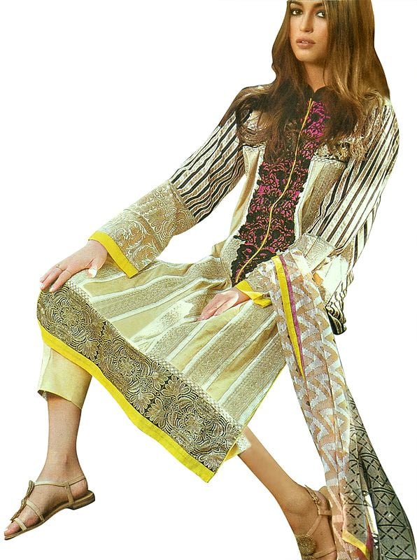 Sahara-Sun Digital Printed Trouser Salwar- Kameez Suit with Dupatta