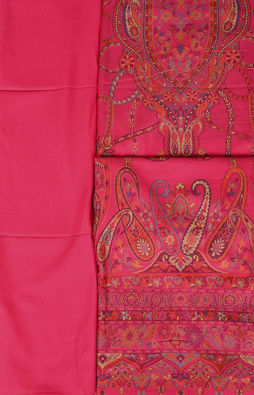 Raspberry-Sorbet Kani Jamawar Salwar Kameez Fabric