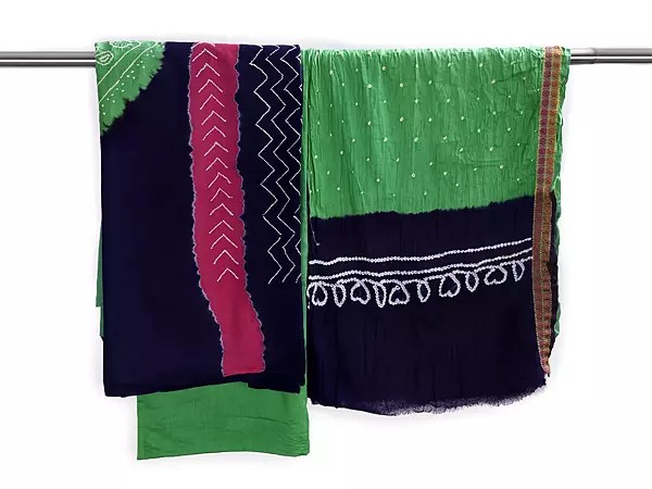 Bandhani Tie-Dye Salwar Kameez Cotton Fabric from Gujarat