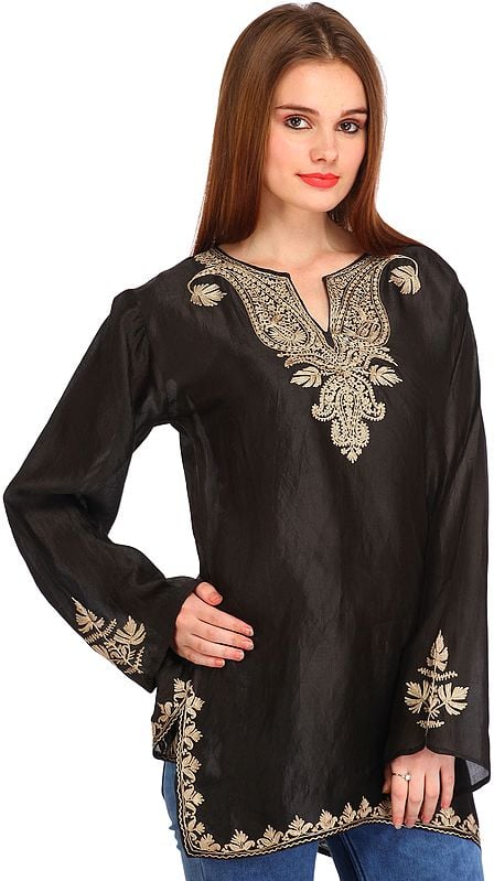 Kurti from Kashmir with Aari Embroidered Paisleys
