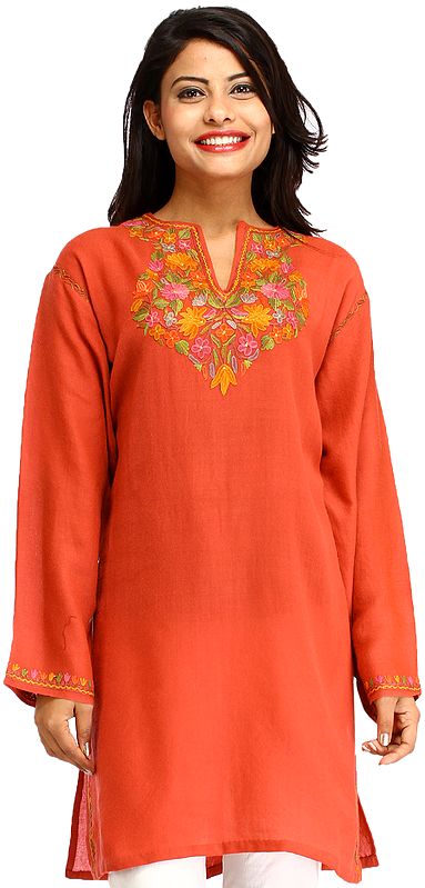 Sharon-Rose Kurti from Kashmir with Aari Hand-Embroidery on Neck