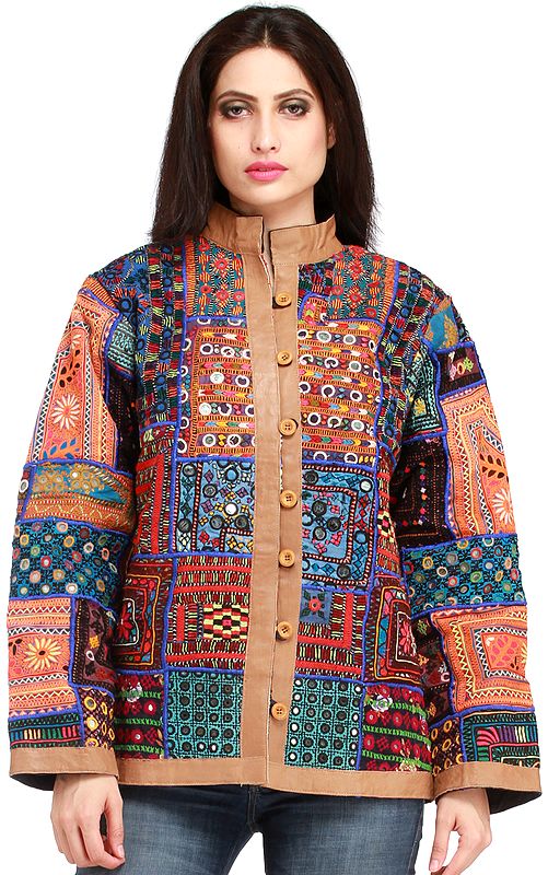 Multicolor Jacket from Kutch with Embroidery All-Over and Mirrors