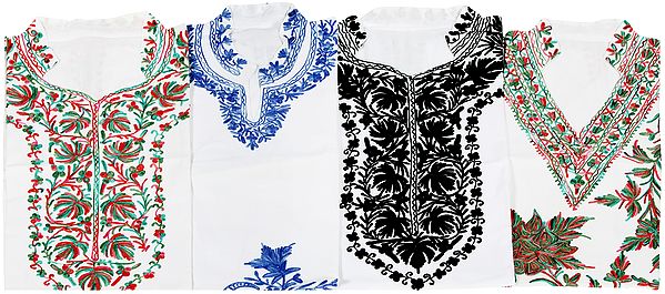 Lot of Four Tops with Kashmiri Aari Embroidery