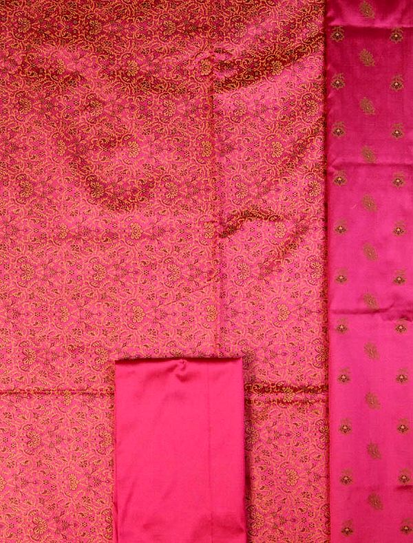 Magenta Banarasi Suit with All-Over Brocade Weave