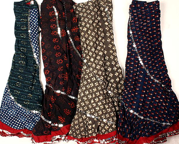 Lot of Four Angarakha Skirts with Large Sequins