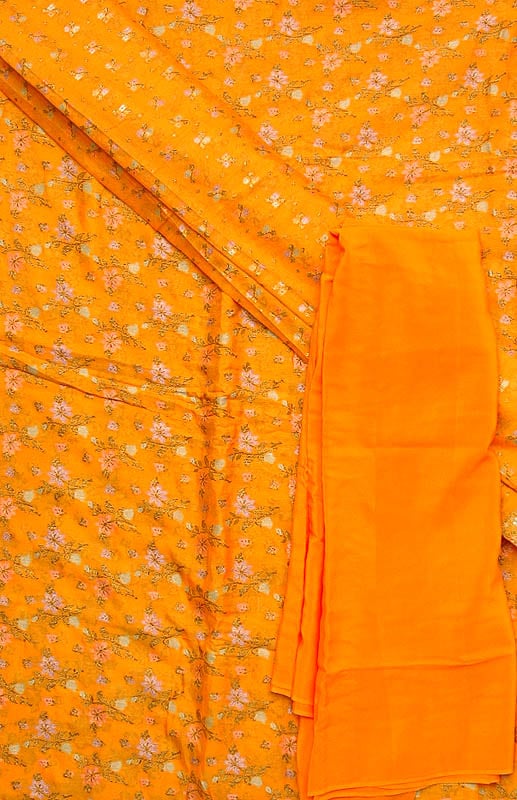 Amber Banarasi Suit with All-Over Floral Weave