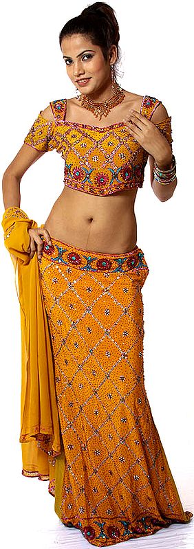 Amber Bridal Lehenga Choli with Multi-Color Sequins and Beads All-Over