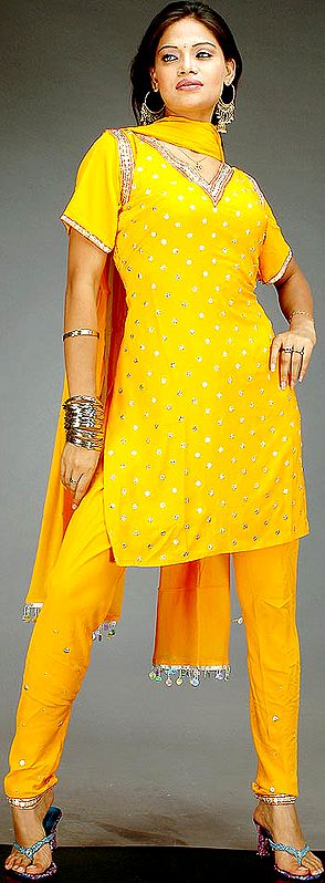 Amber Choodidaar Suit with Floral Bootis