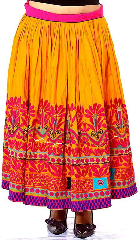 Amber Hand-Embroidered Skirt from Kutchh