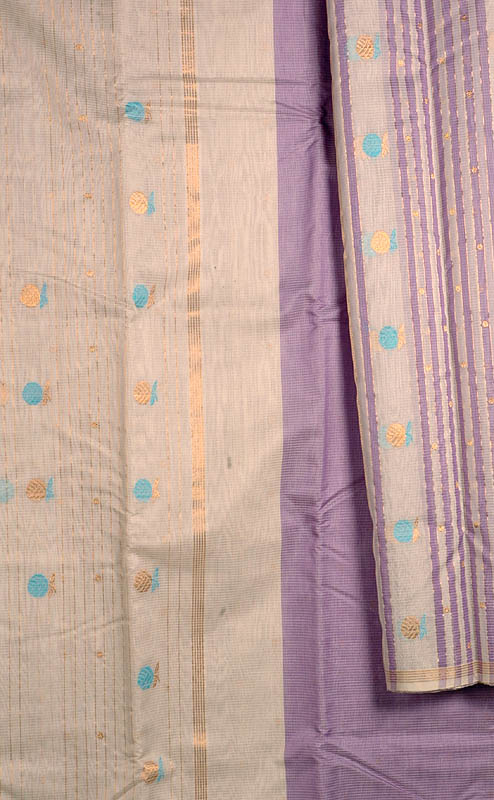 Amethyst Chanderi Suit with All-Over Woven Stripes