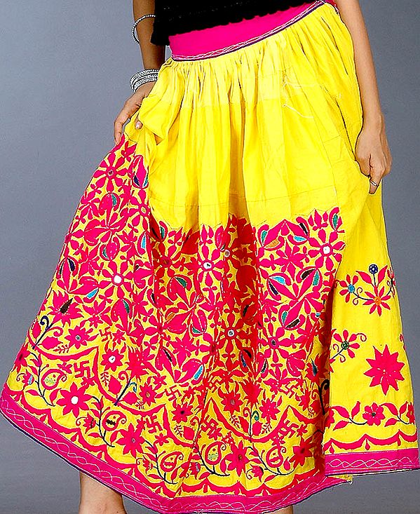 Antique Kutch Embroidered Skirt with Mirrors