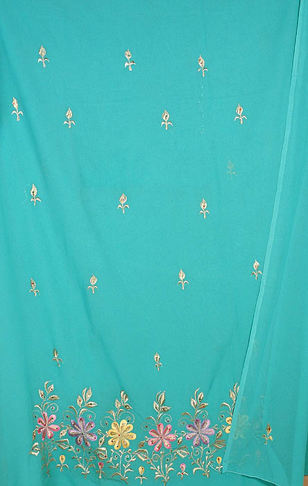 Aqua-Marine Salwar Kameez Suit with Persian Embroidery