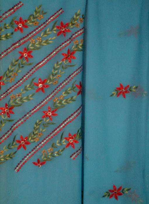 Arizona Blue Suit with Floral Embroidery