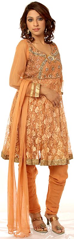 Brown Anarkali Suit with Antique Beadwork