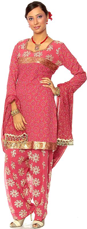 Rose Printed Salwar Kameez with Sequins Embroidered as Flowers