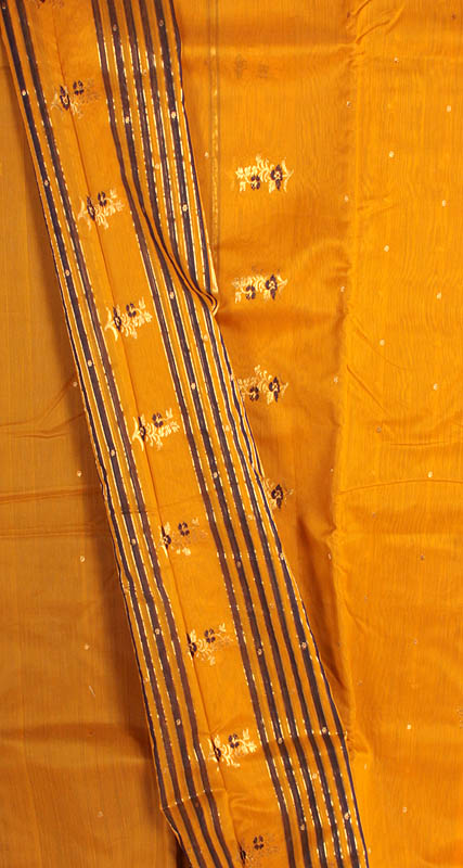 Butterscotch-Orange Chanderi Suit with Large Bootis