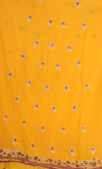 Orange Georgette Suit with Parsi-Embroidered Flowers and Gota Work