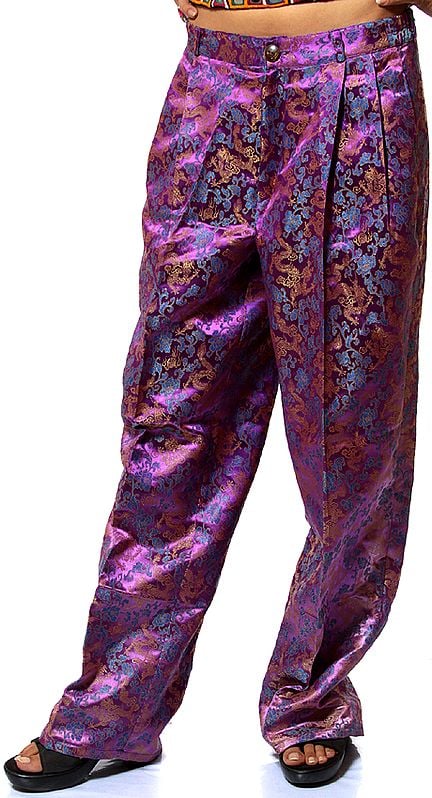 Purple Parallel Brocaded Pajamas from Nepal