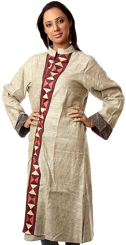 Gray Front-Open Reversible Unisex Robe from Ranthambore