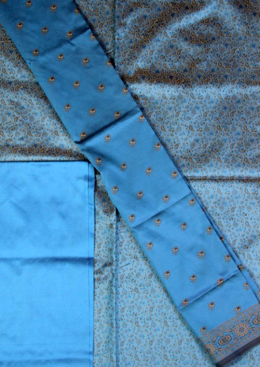 Azure Banarasi Suit with All-Over Brocade Weave