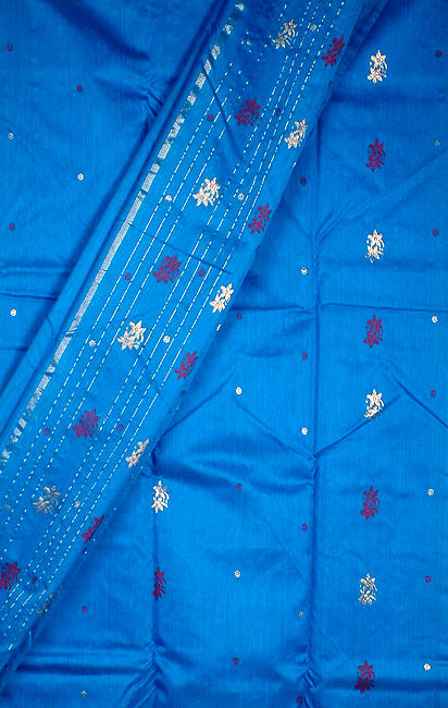 Azure Chanderi Suit with All-Over Bootis