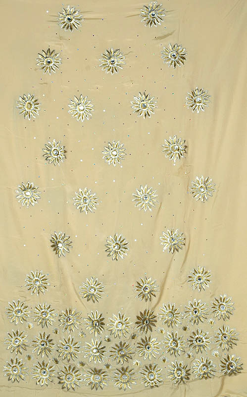 Beige Salwar Suit with Embroidered Flower and Beads